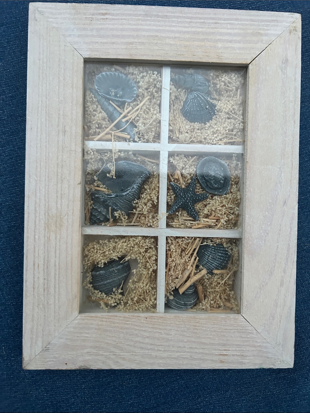 Michael Alan designs Seashell Shadow Box Wall Art-Natural Wood Frame,Blue Shells